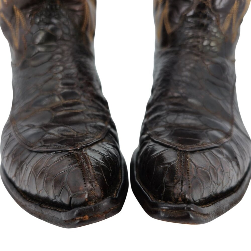 Vintage Preban Sea Turtle Exotic Justin Cowboy Boots Mens 8.5 Brown Western 9020 - Picture 12 of 14
